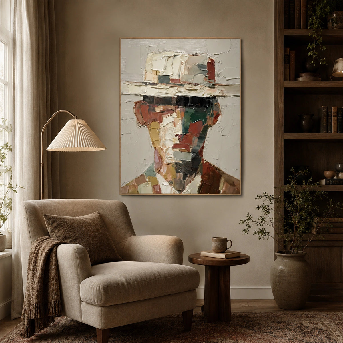 Abstract Portrait Textured Canvas Art #AE159