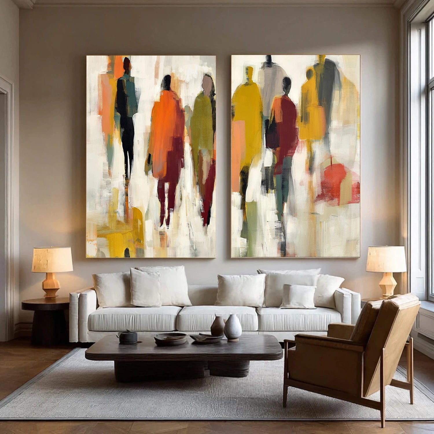 Colorful Abstract People Canvas Art Set of 2 #AE080