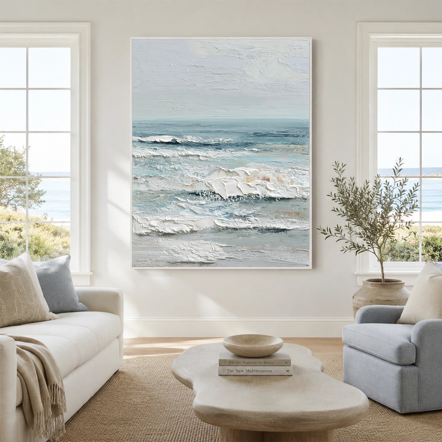 Ocean And Sky Abstract Textured Wall Art #OS190