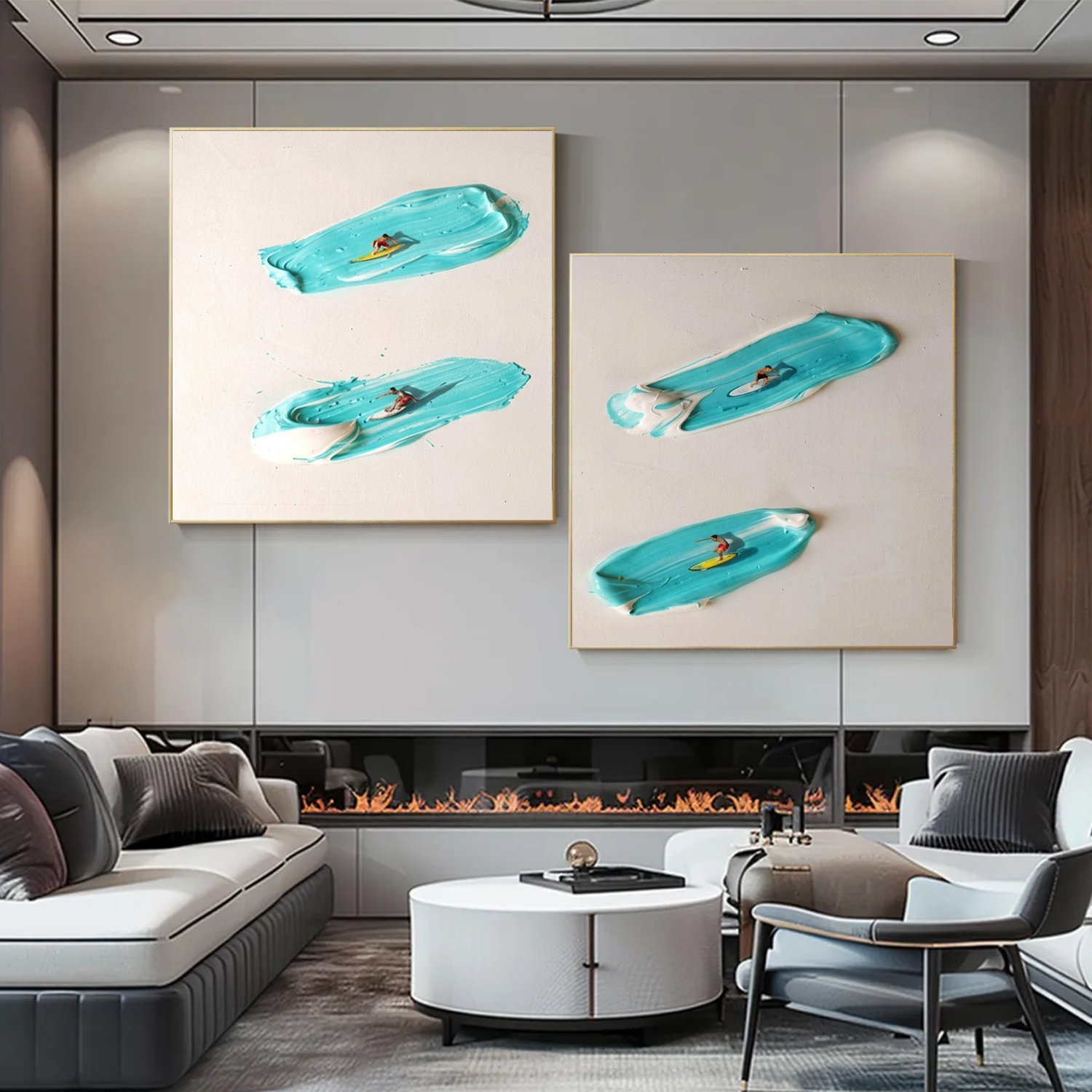 Surfing Sport Textured Wall Art Set of 2 #MS111