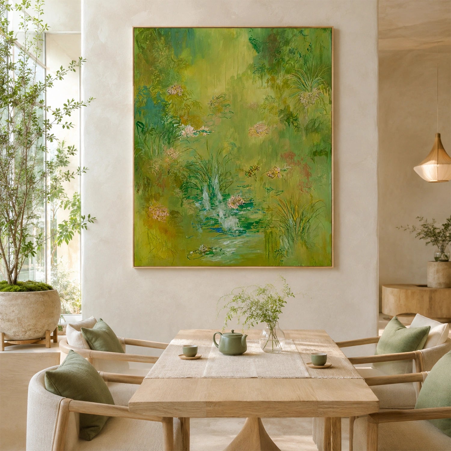 Green Flower Abstract Wall Art #FP208
