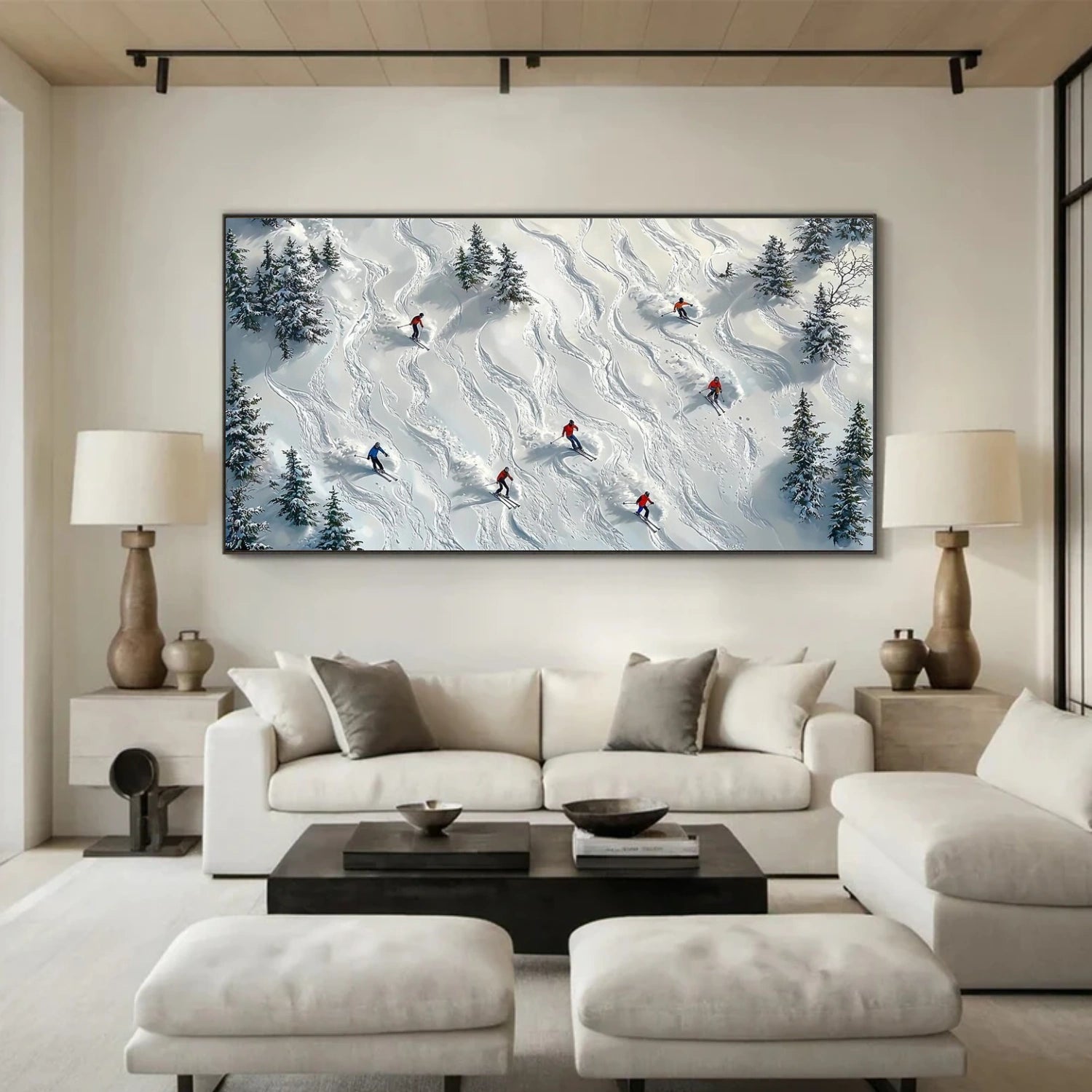 Skiing Sport Textured Wall Art #MS072