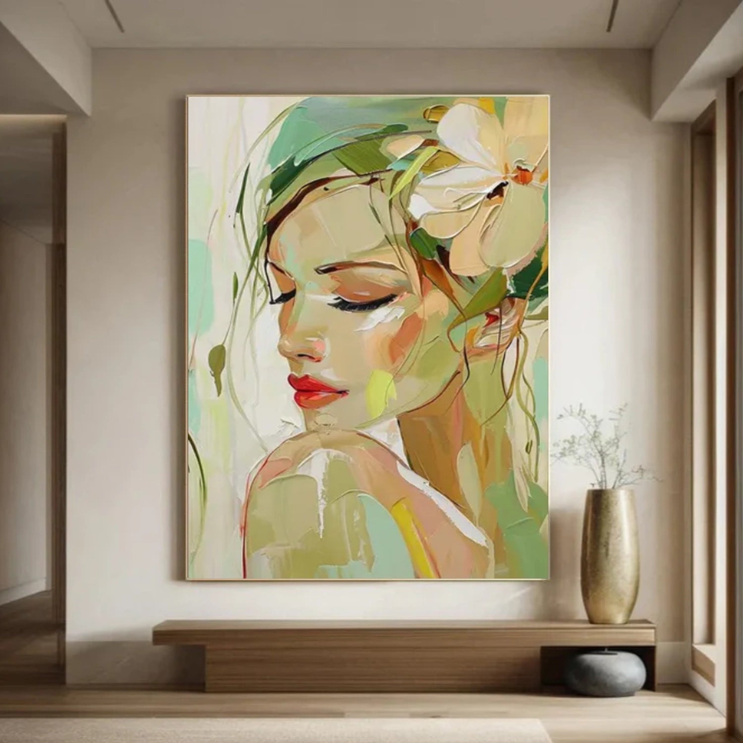Abstract Portrait Textured Canvas Art #AE049