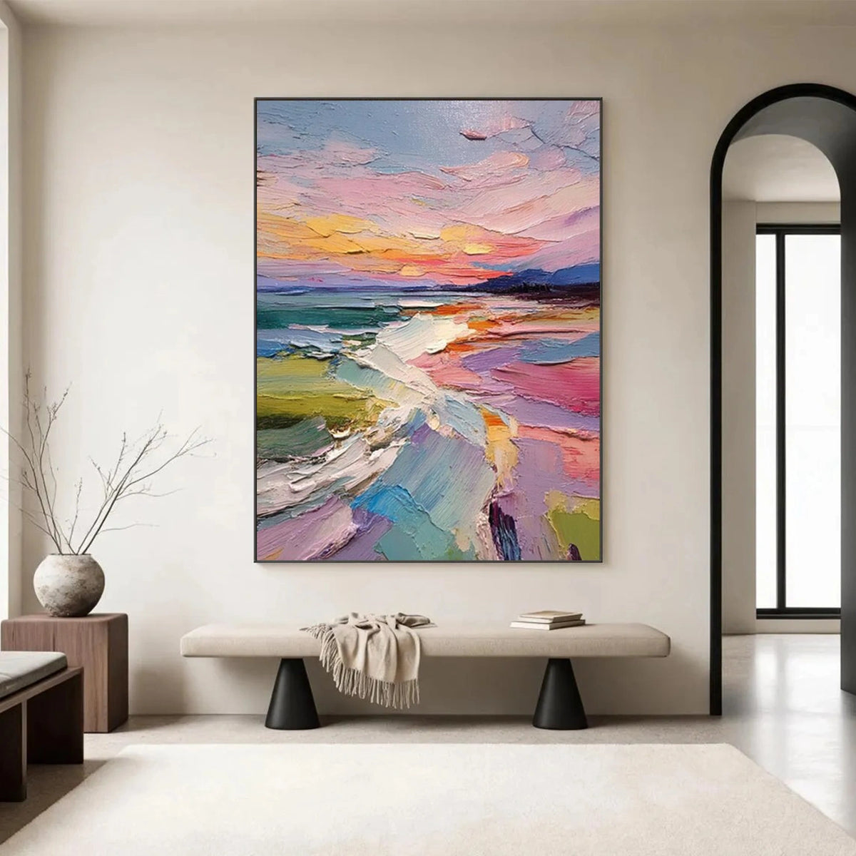 Colorful Ocean And Sky Abstract Textured Wall Art #OS212