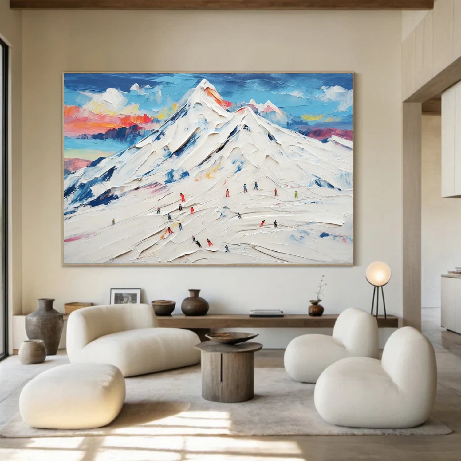 Skiing Sport Textured Wall Art #MS075