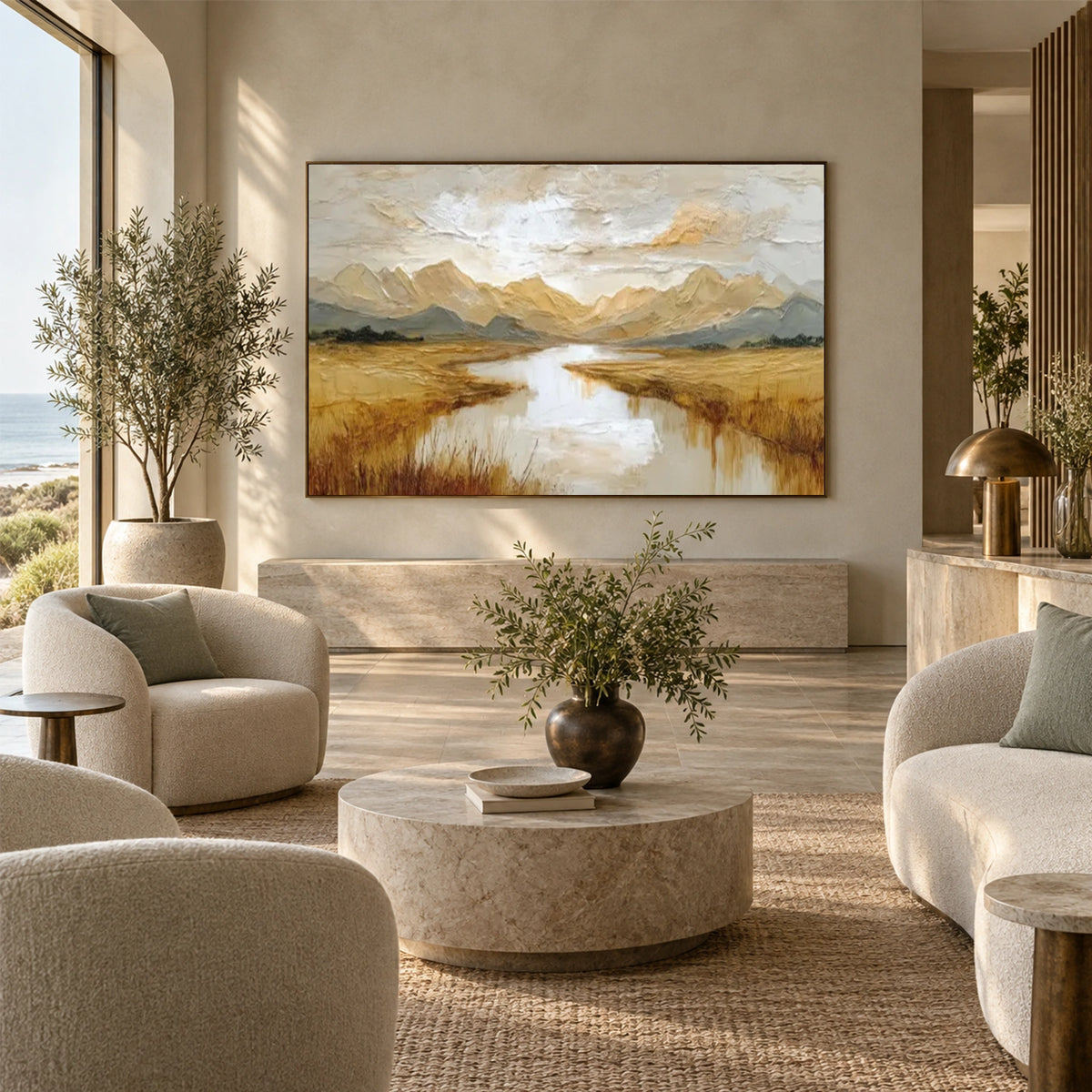 Abstract Mountain Textured Canvas Art #MO086