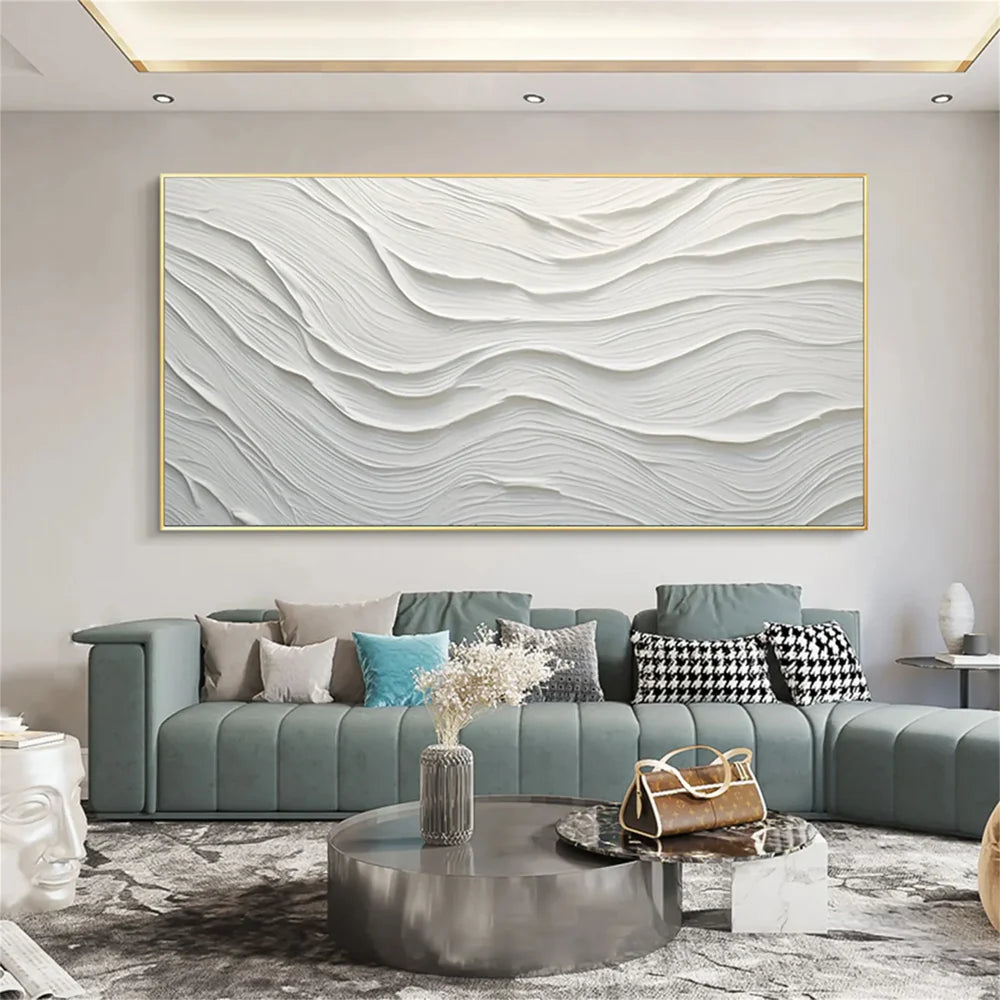 White Minimalist Textured Canvas #MT073