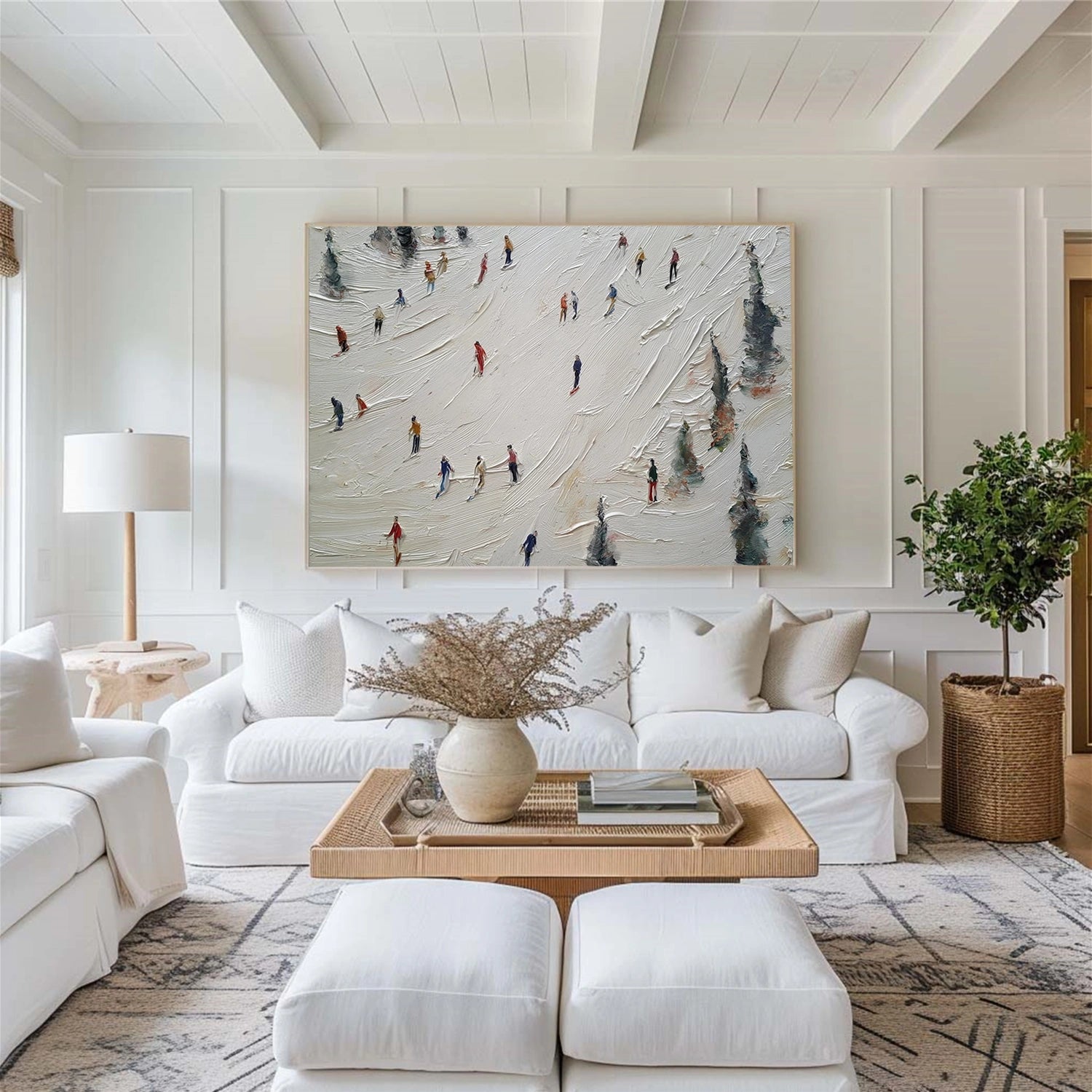 Skiing Sport Textured Wall Art #MS082