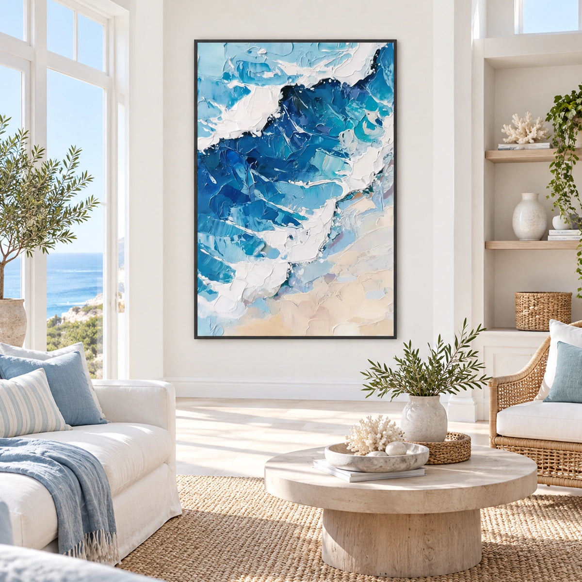 Ocean And Sky Abstract Textured Wall Art #OS220