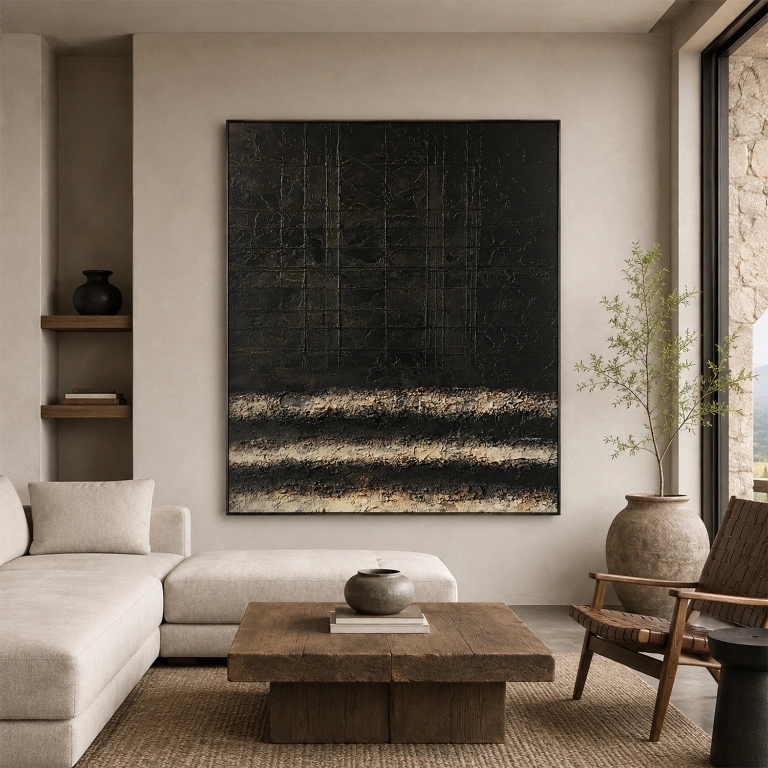 Black Abstract Textured  Wall Art #AT180