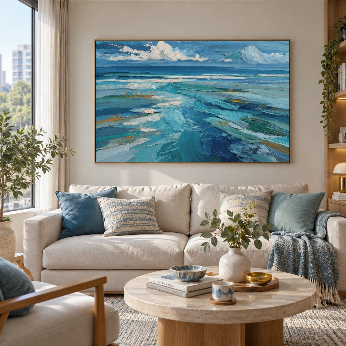 Ocean And Sky Abstract Textured Wall Art #OS242