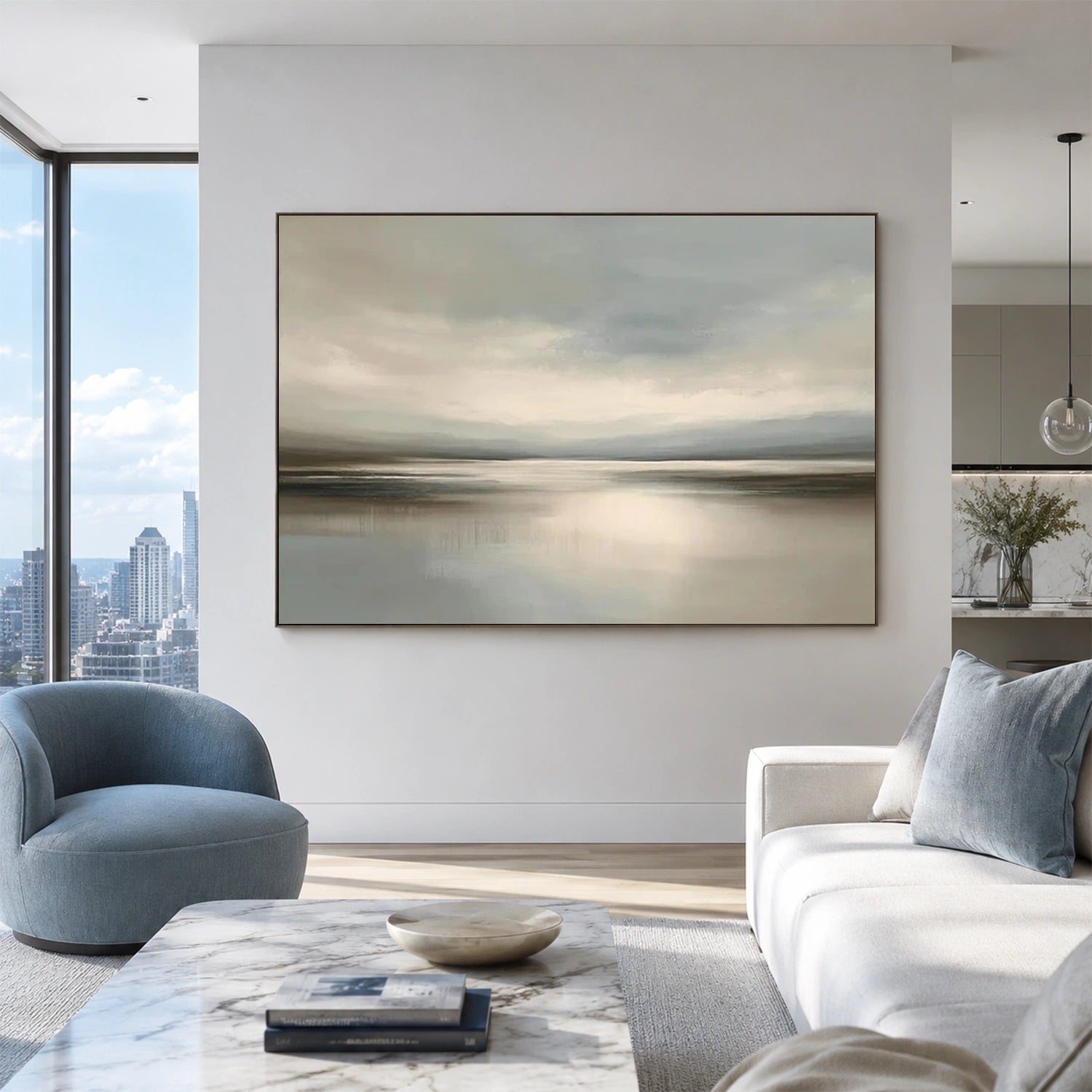 Ocean And Sky Abstract Wall Art #OS197