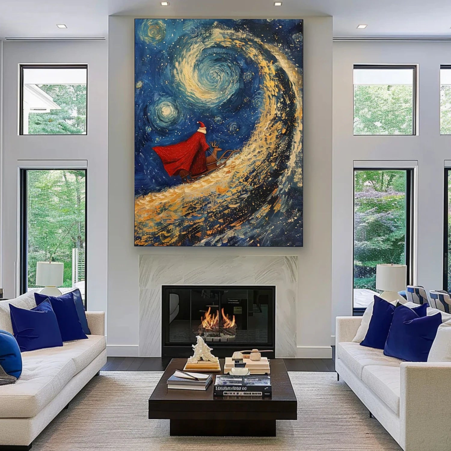 Abstract Santa Claus Canvas Art #AE052