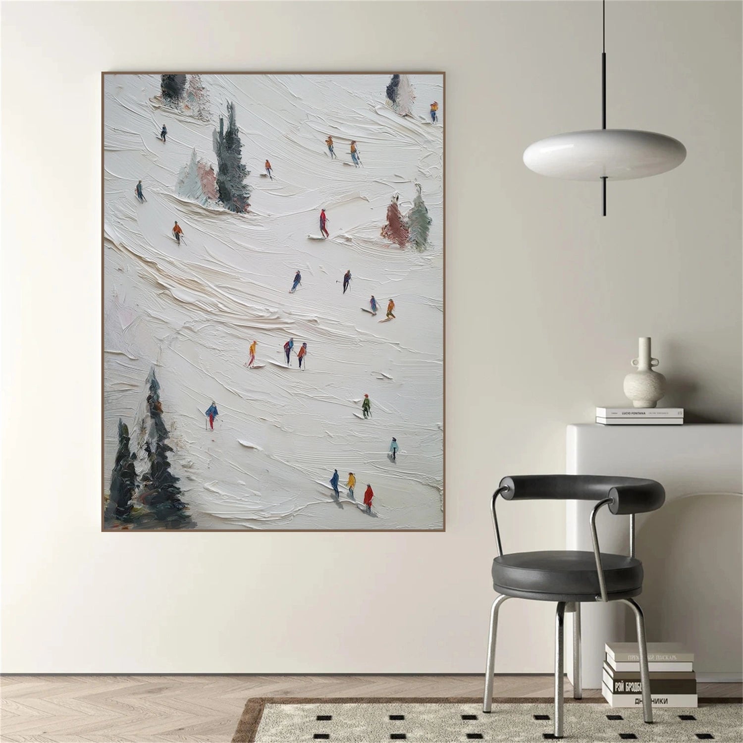 Skiing Sport Textured Wall Art #MS086