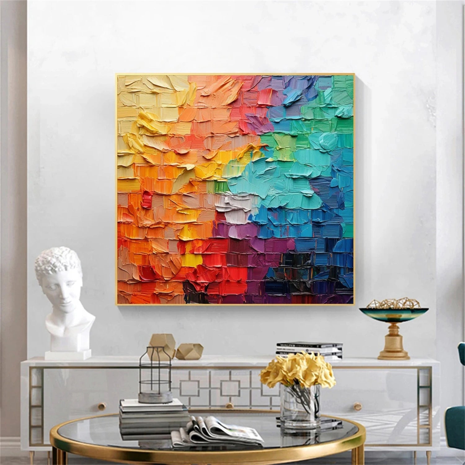 Colorful Abstract Textured Painting Canvas #AT076