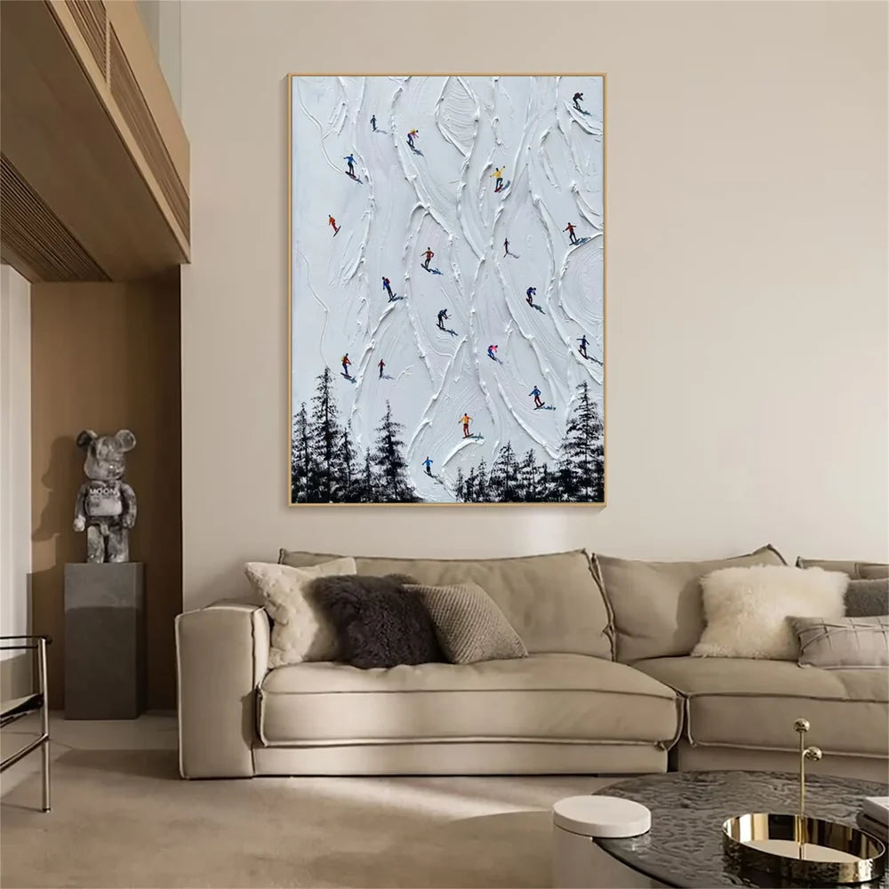Skiing Sport Textured Wall Art #MS019