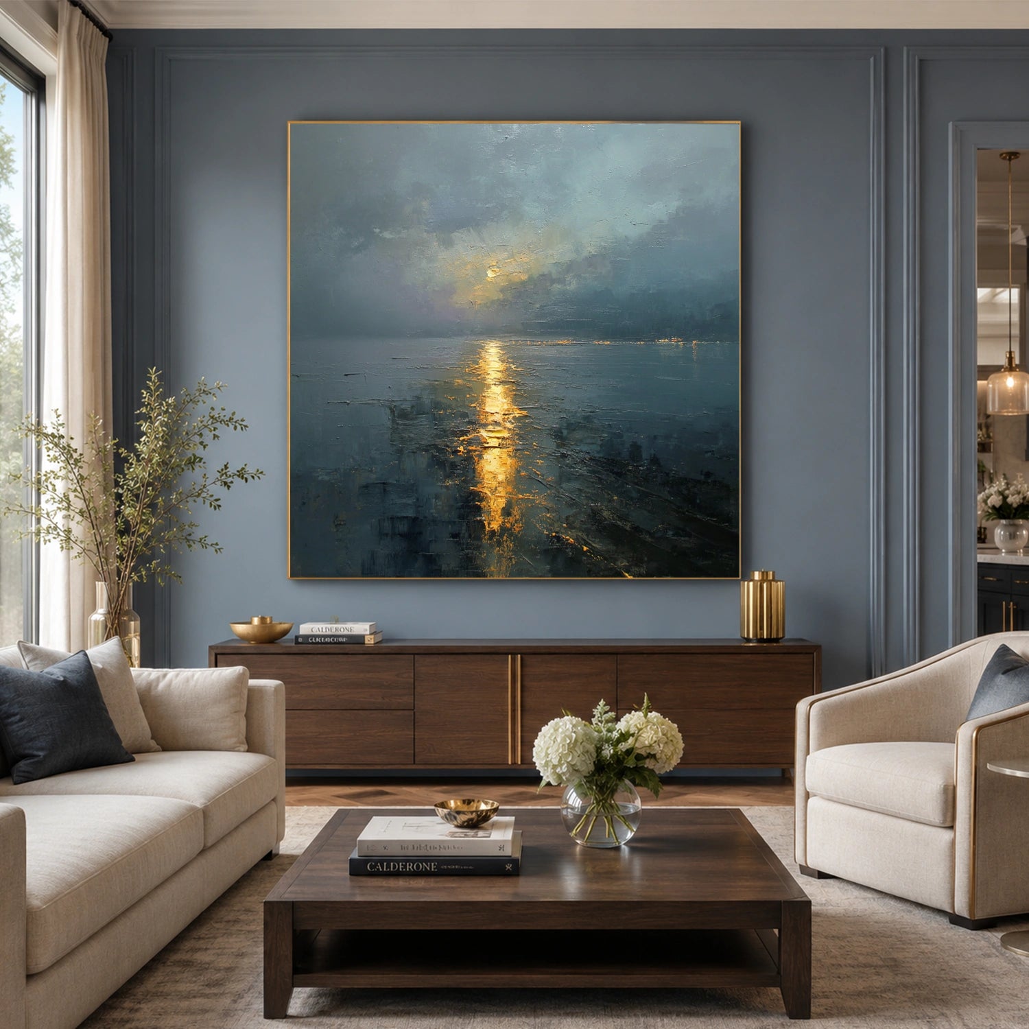 Ocean And Sky Abstract Textured Wall Art #OS170