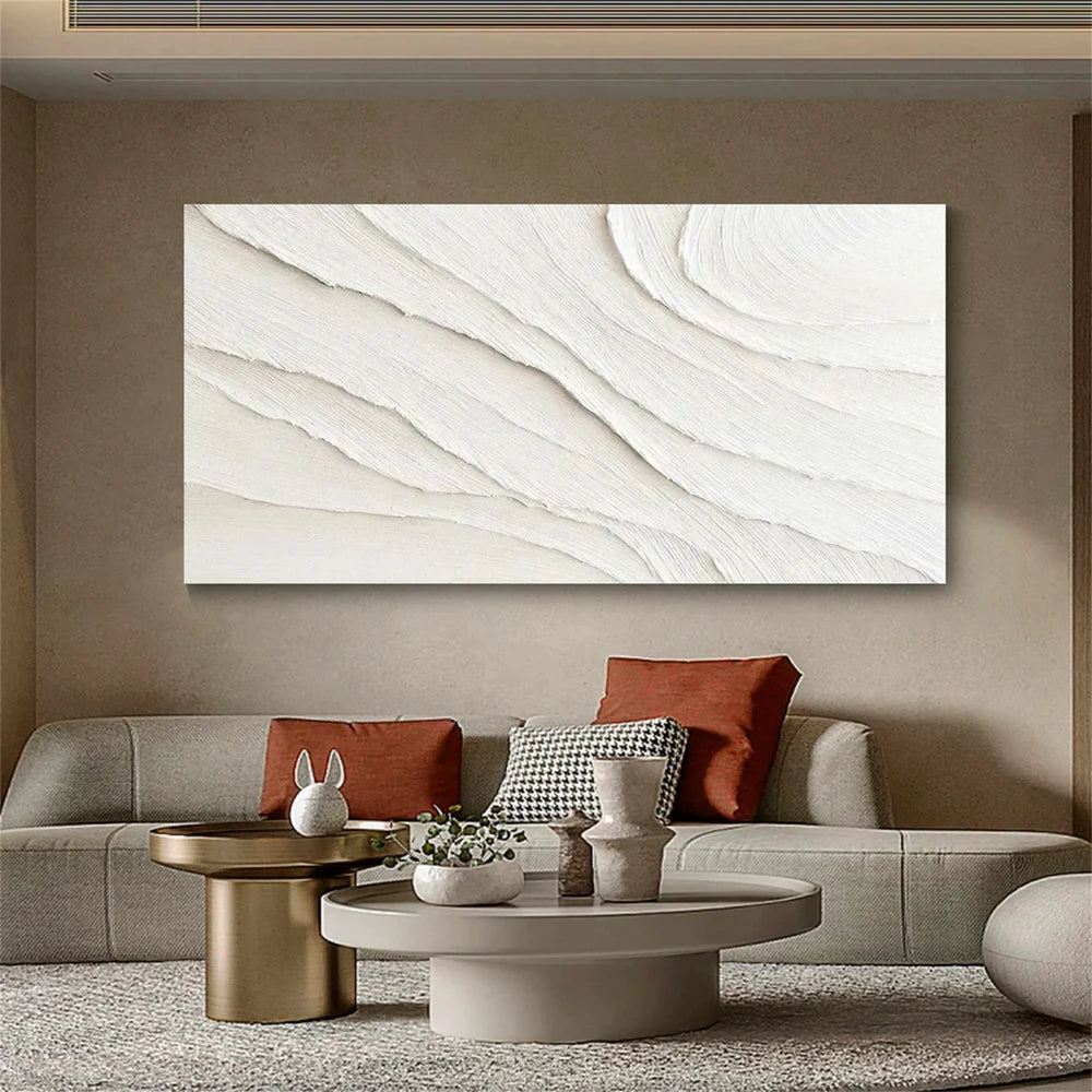 White Minimalist Textured Canvas #MT073