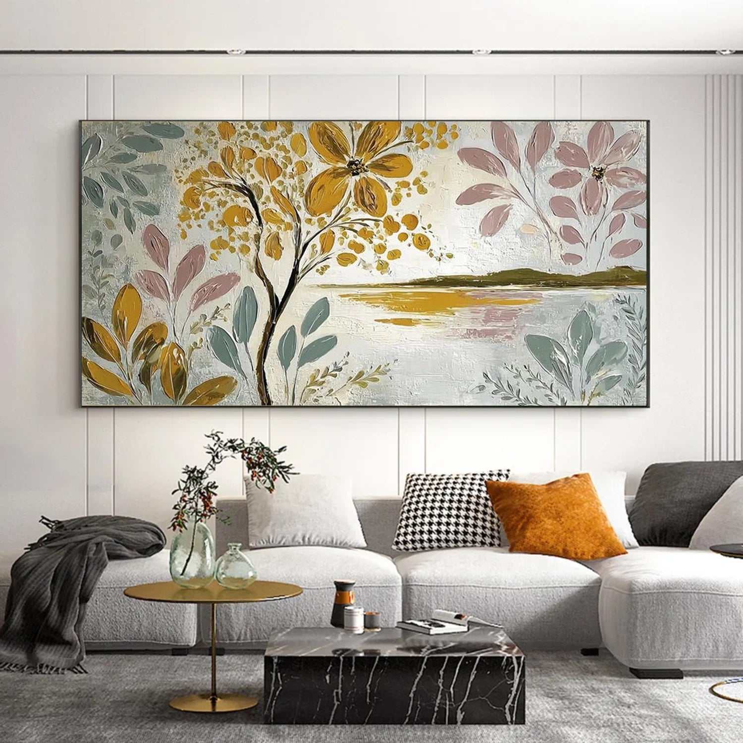 Flower And Tree Abstract Textured Painting Canvas #FT012