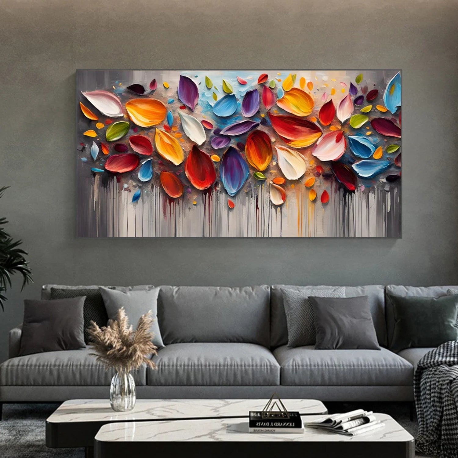 Colorful Flower Abstract Textured Wall Art #FP145