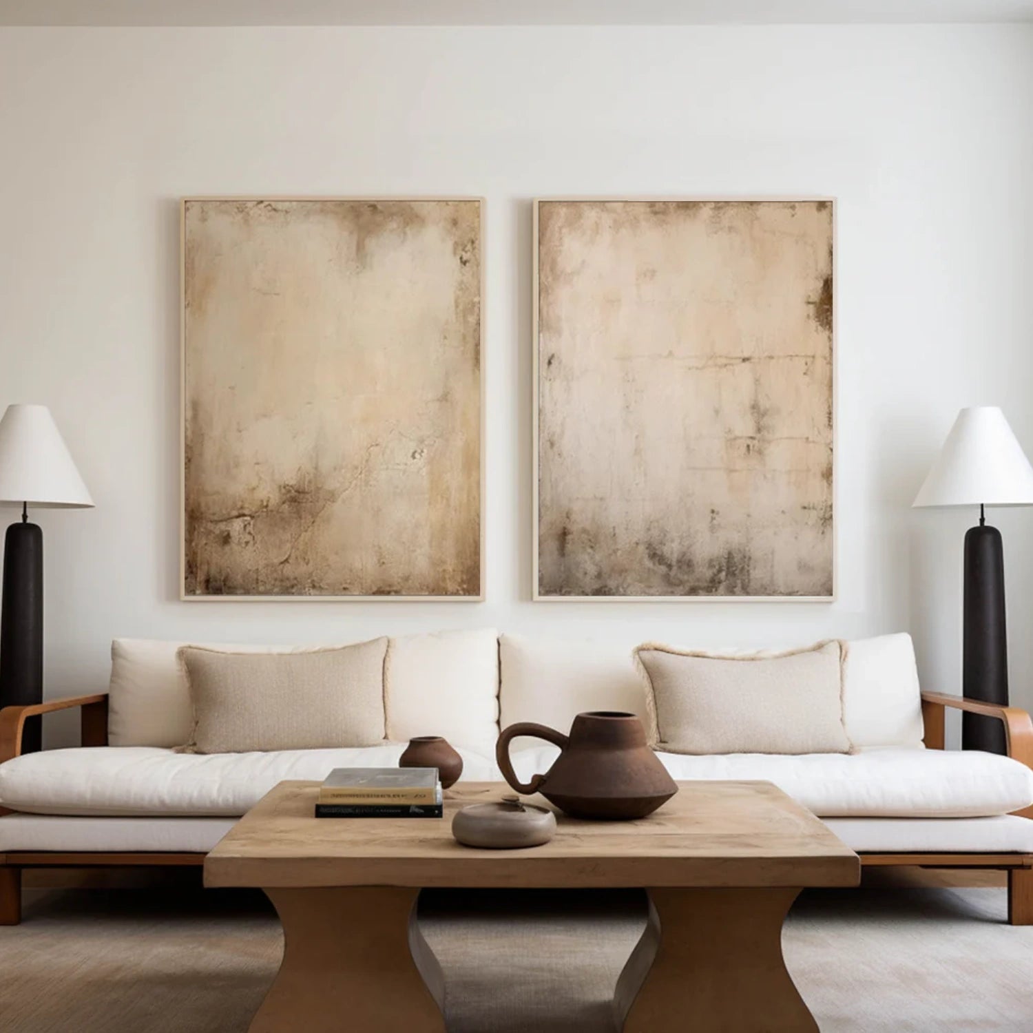 Beige and Brown Wabi Sabi Canvas Art Set of 2 #WS095
