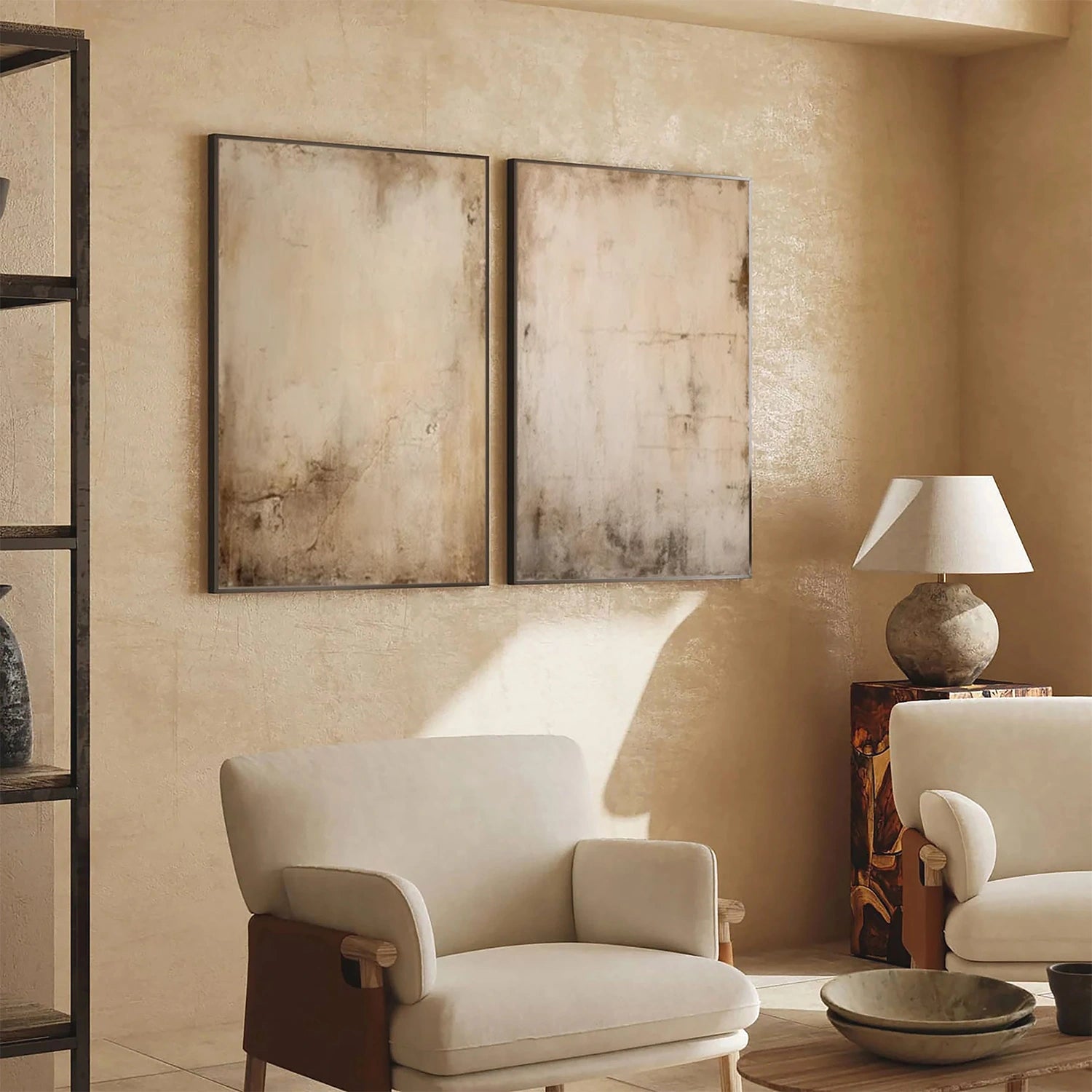 Beige and Brown Wabi Sabi Canvas Art Set of 2 #WS095