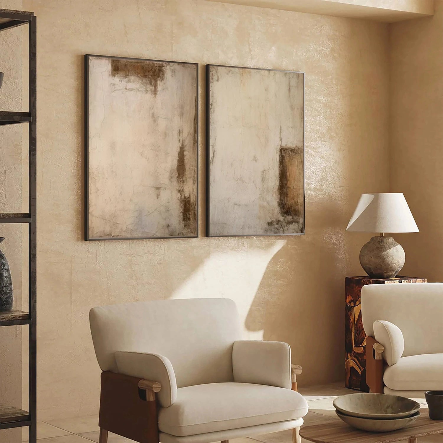Beige and Brown Wabi Sabi Canvas Art Set of 2 #WS091
