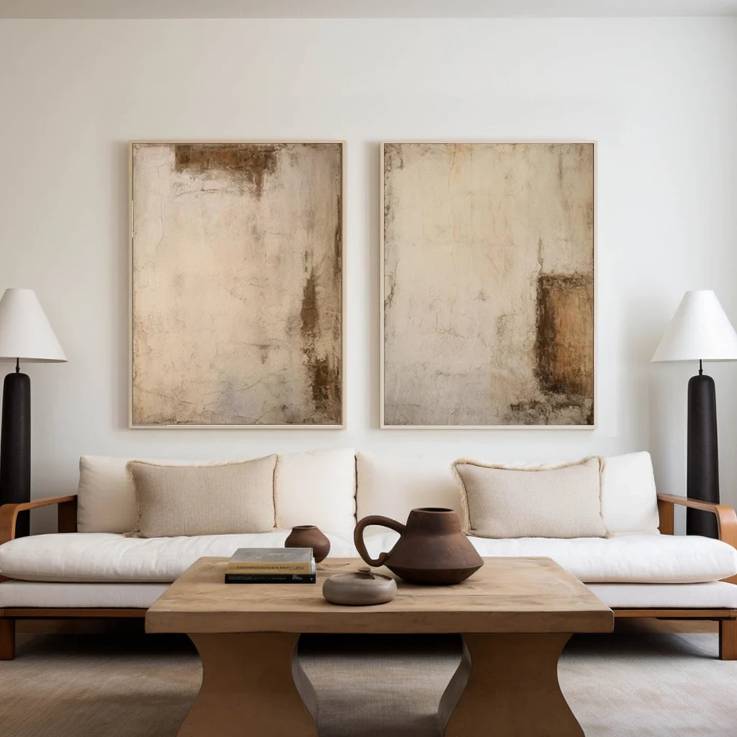 Beige and Brown Wabi Sabi Canvas Art Set of 2 #WS091
