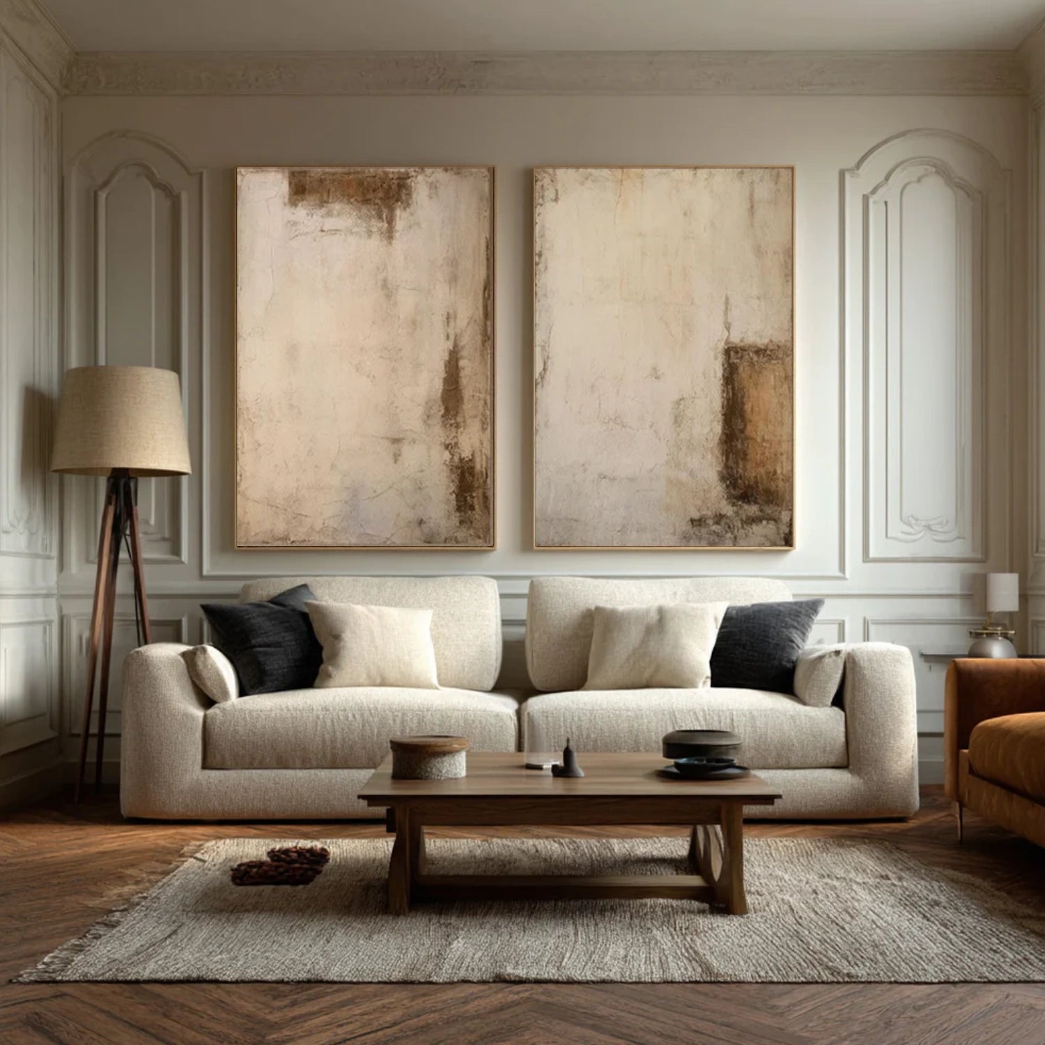 Beige and Brown Wabi Sabi Canvas Art Set of 2 #WS091