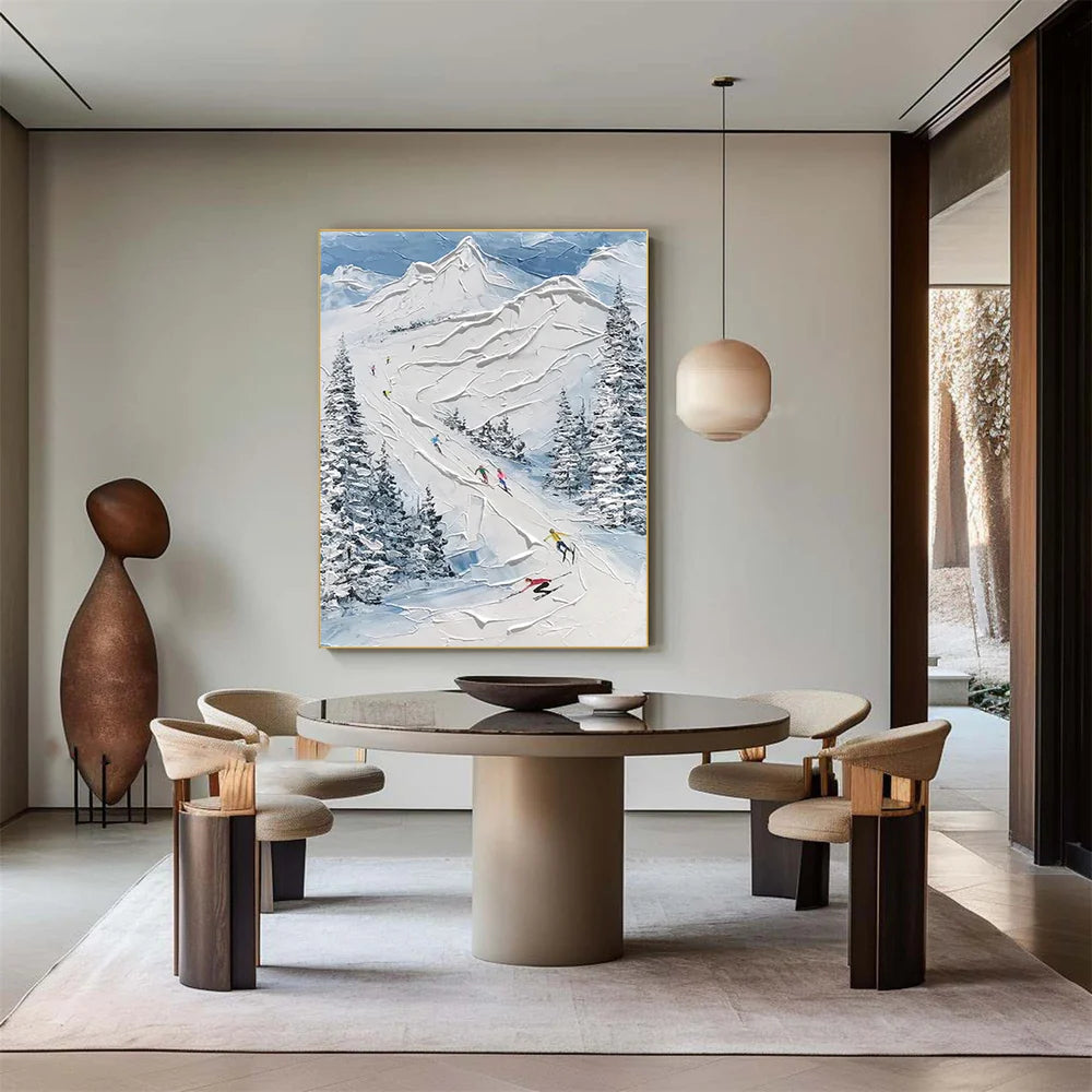 Skiing Sport Textured Wall Art #MS021