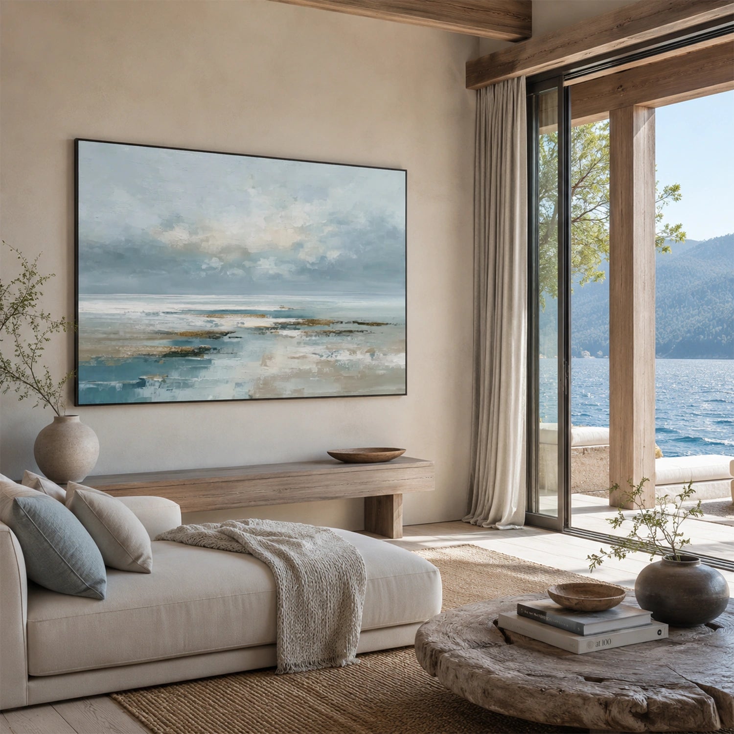 Ocean And Sky Abstract Textured Wall Art #OS183