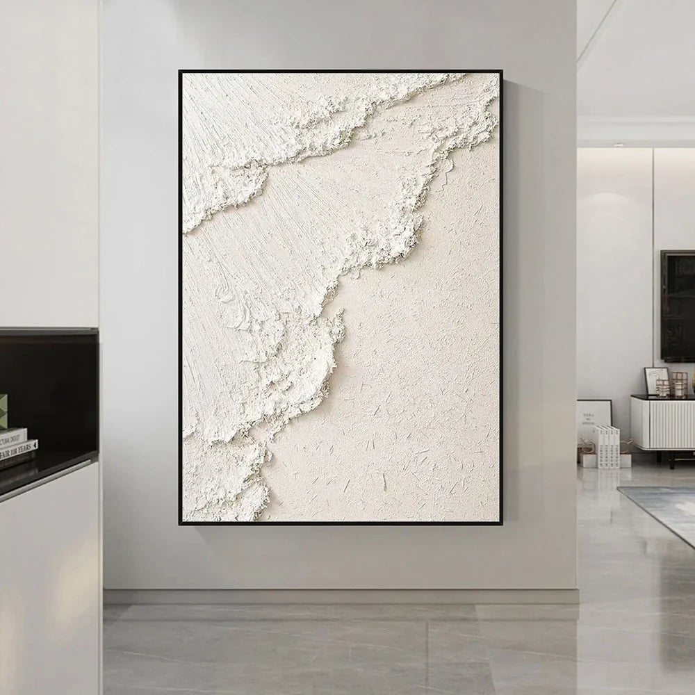 White Minimalist Textured Canvas #MT070