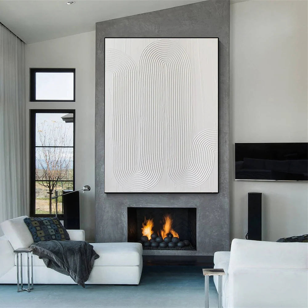 White Minimalist Textured Canvas #MT109