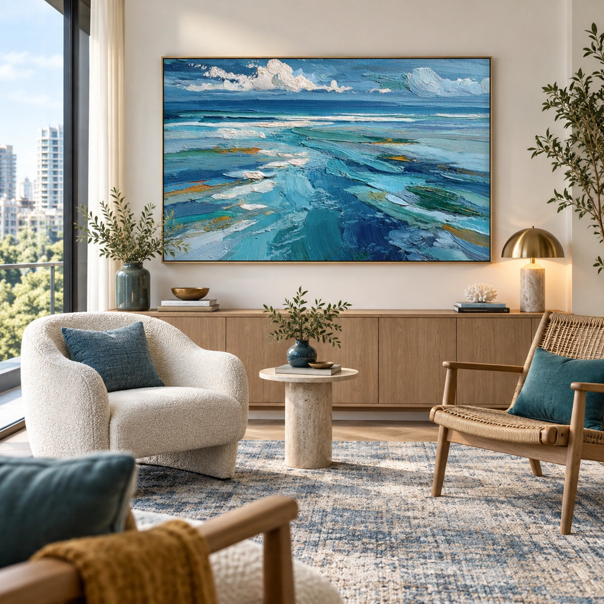 Ocean And Sky Abstract Textured Wall Art #OS242