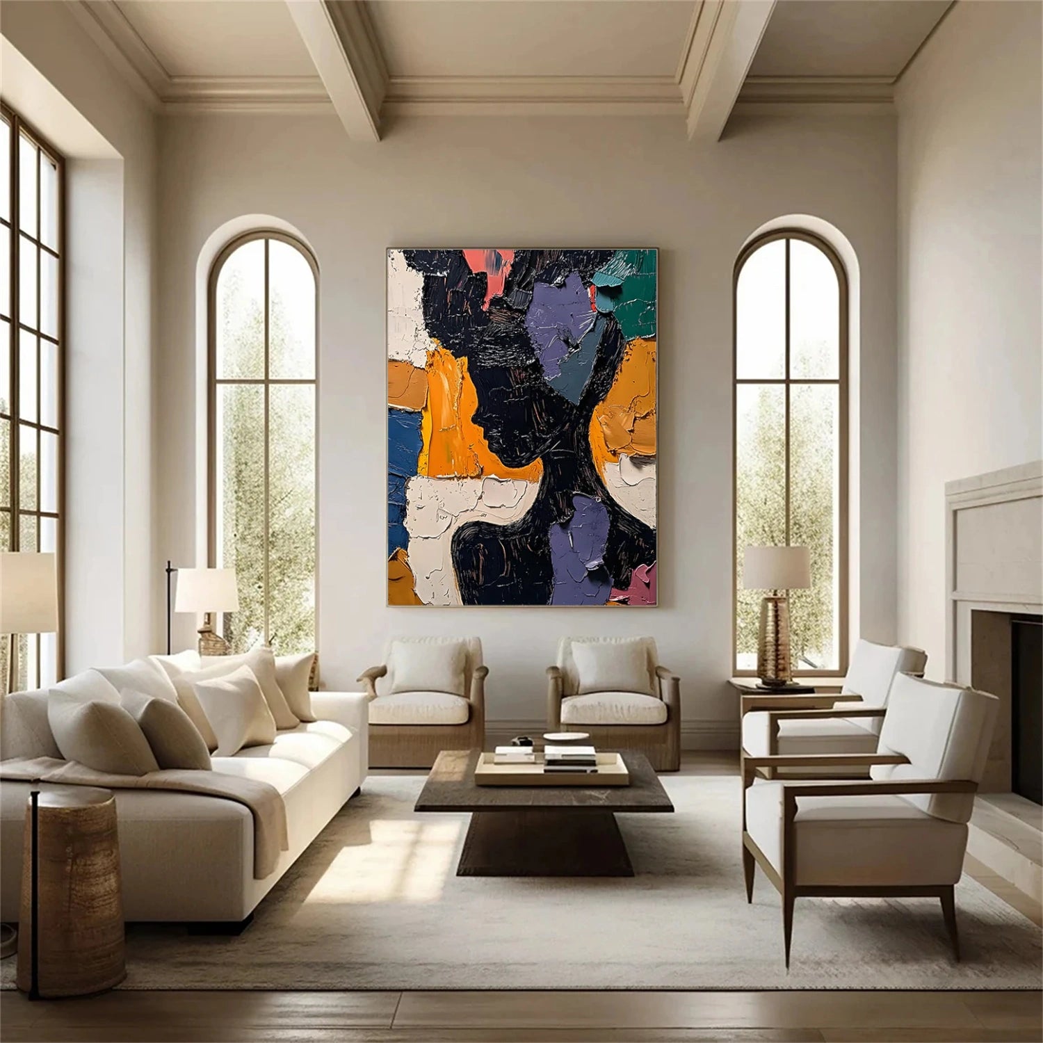 Abstract Portrait Textured Canvas Art #AE046