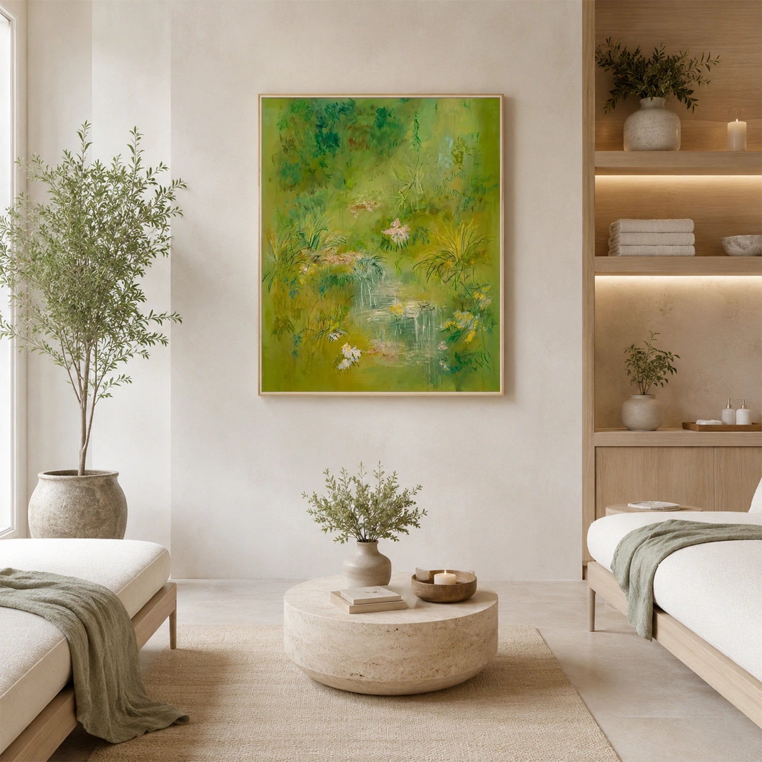 Green Flower Abstract Wall Art #FP207