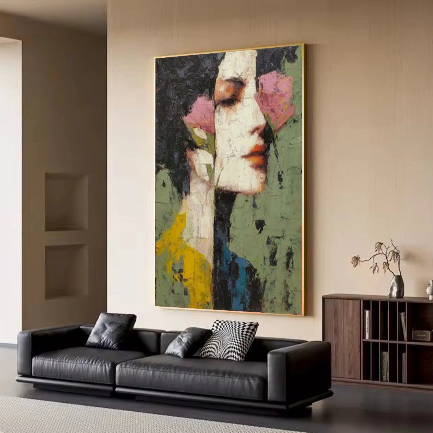 Abstract Portrait Textured Canvas Art #AE094