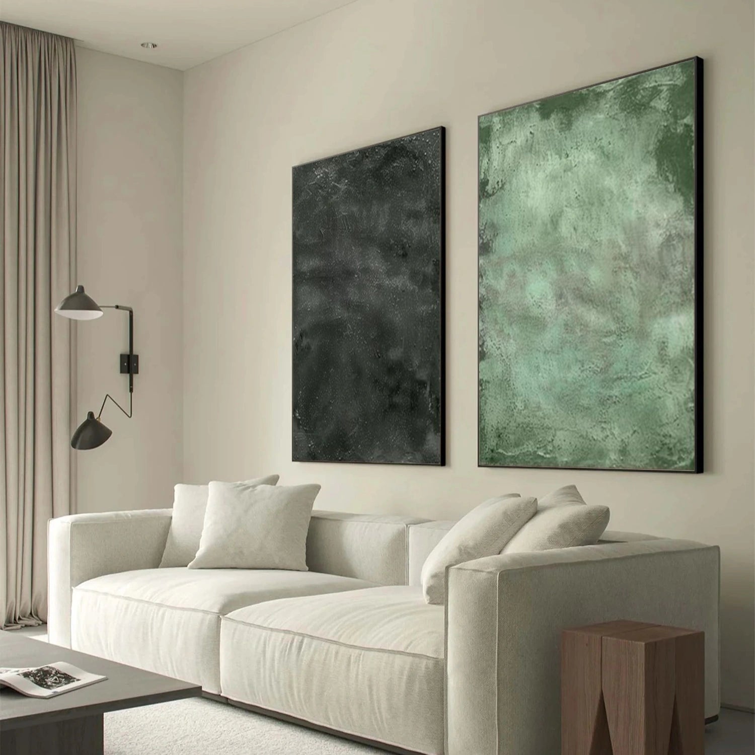 Green Wabi Sabi Canvas Art Set of 2 #WS115