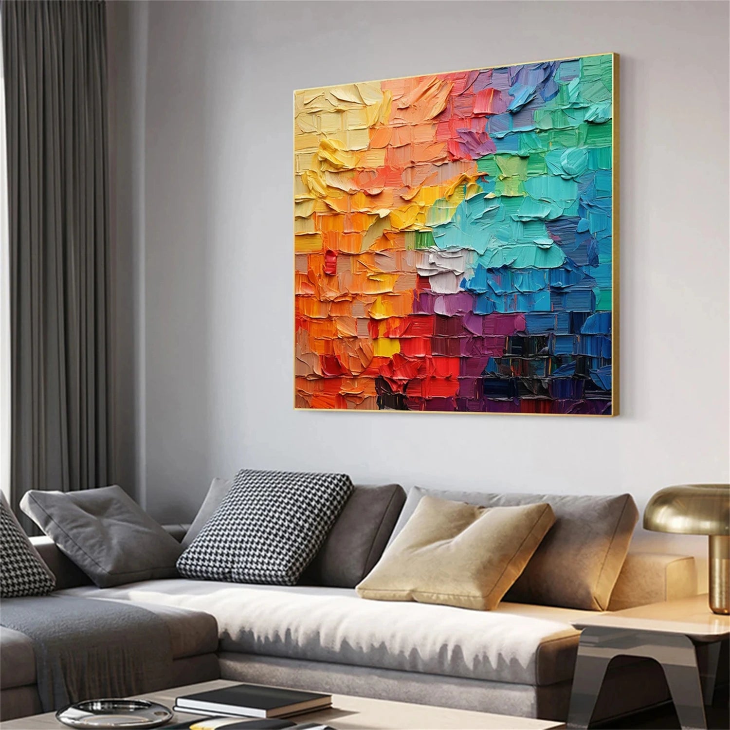 Colorful Abstract Textured Painting Canvas #AT076