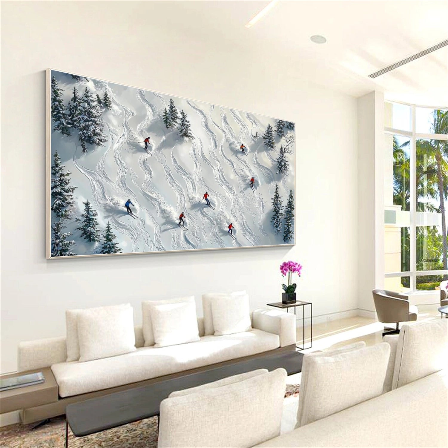 Skiing Sport Textured Wall Art #MS072
