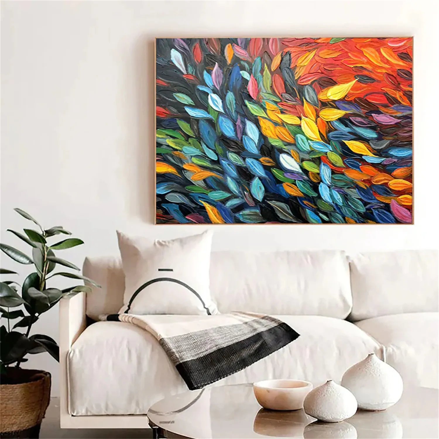 Colorful Tree Textured Painting Canvas #TP012