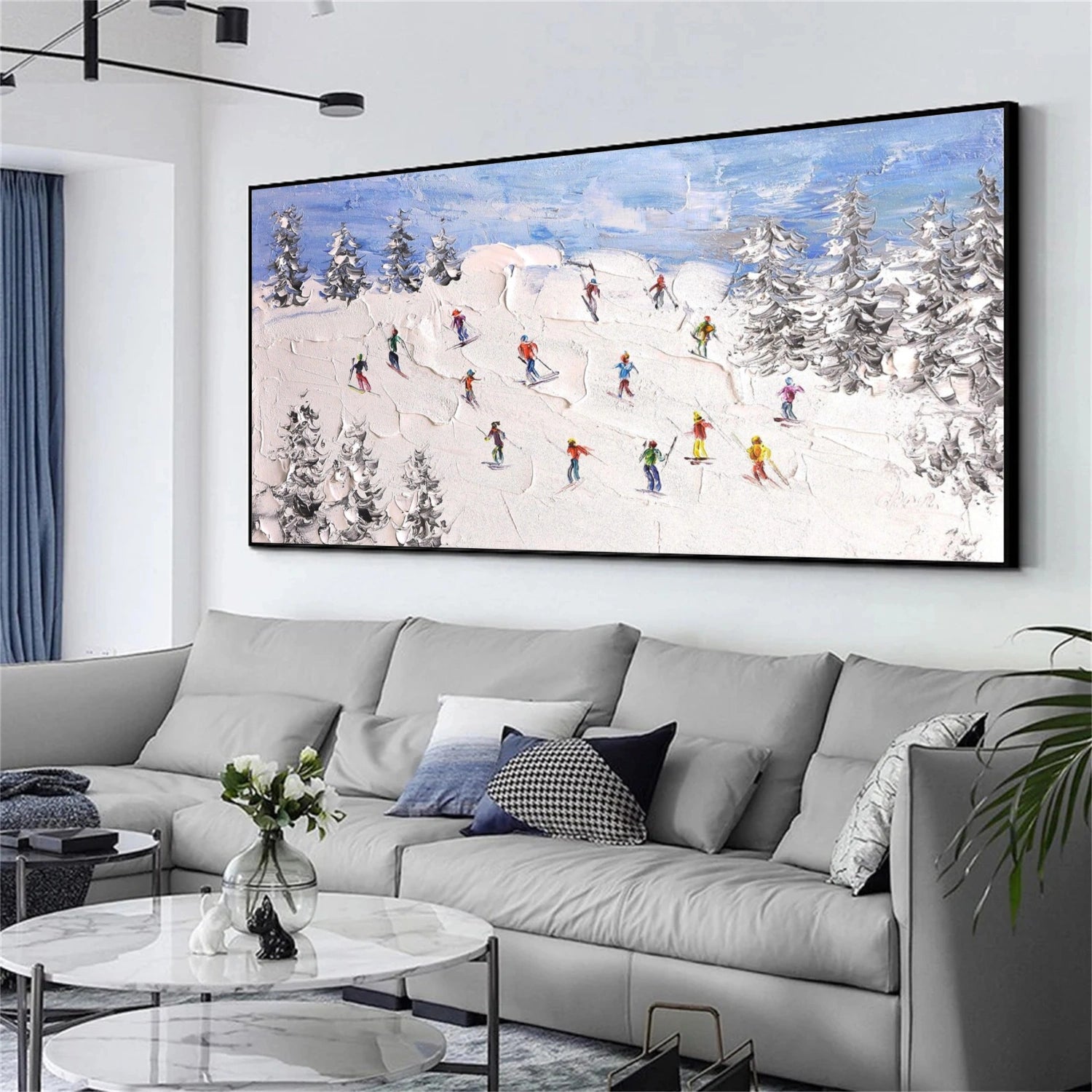 Skiing Sport Textured Wall Art #MS060