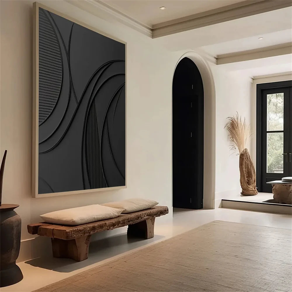 Black Minimalist Textured Canvas #MT101