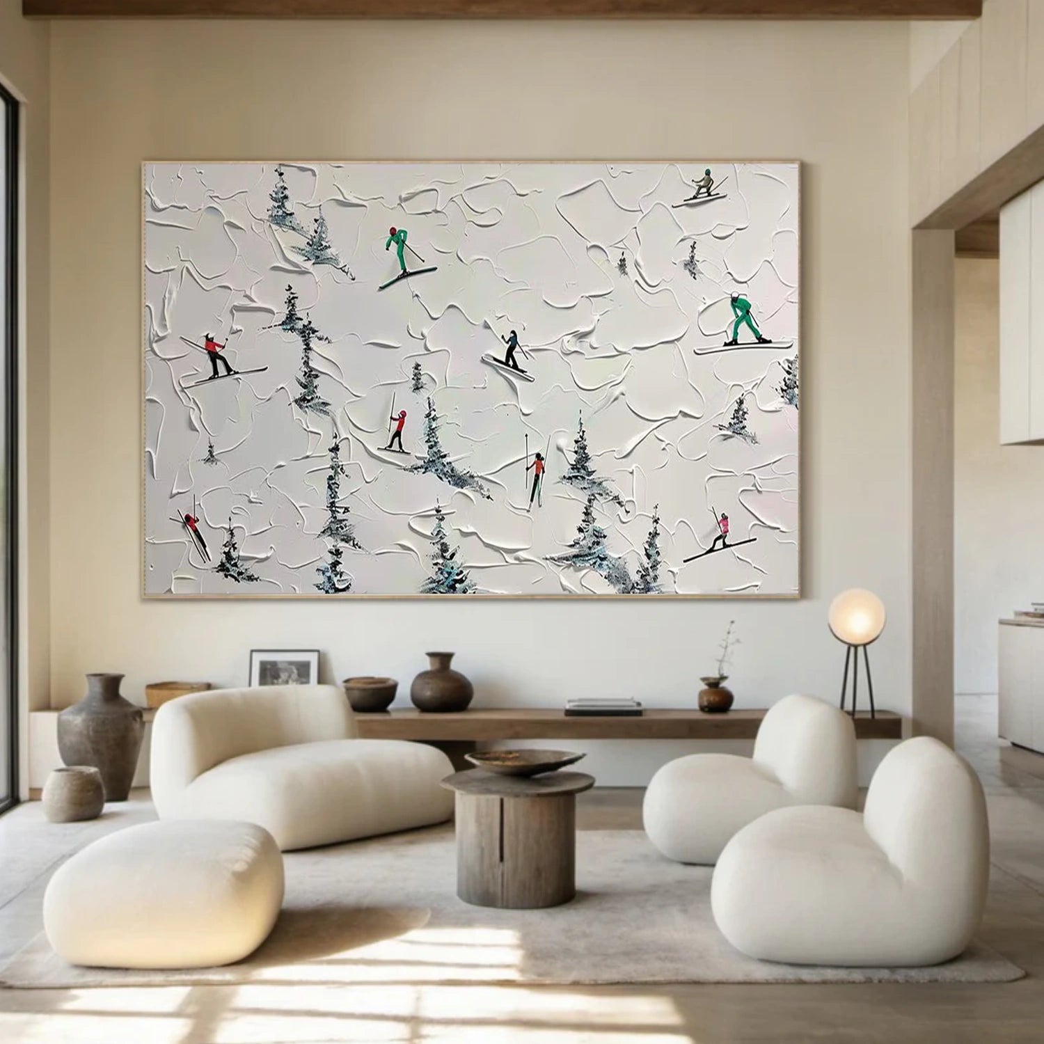 Skiing Sport Textured Wall Art #MS080