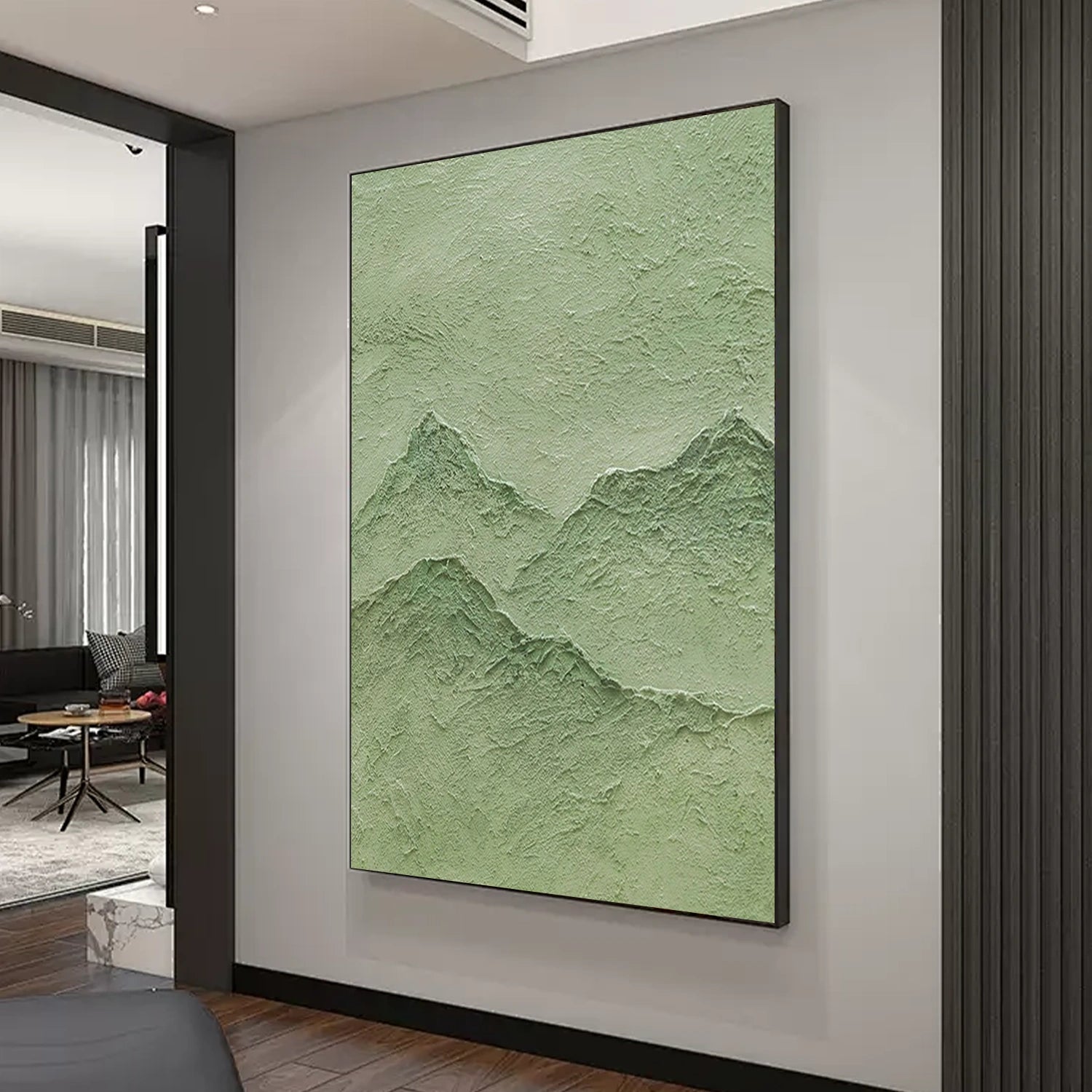 Green Minimalist Mountain Canvas Art #MO032