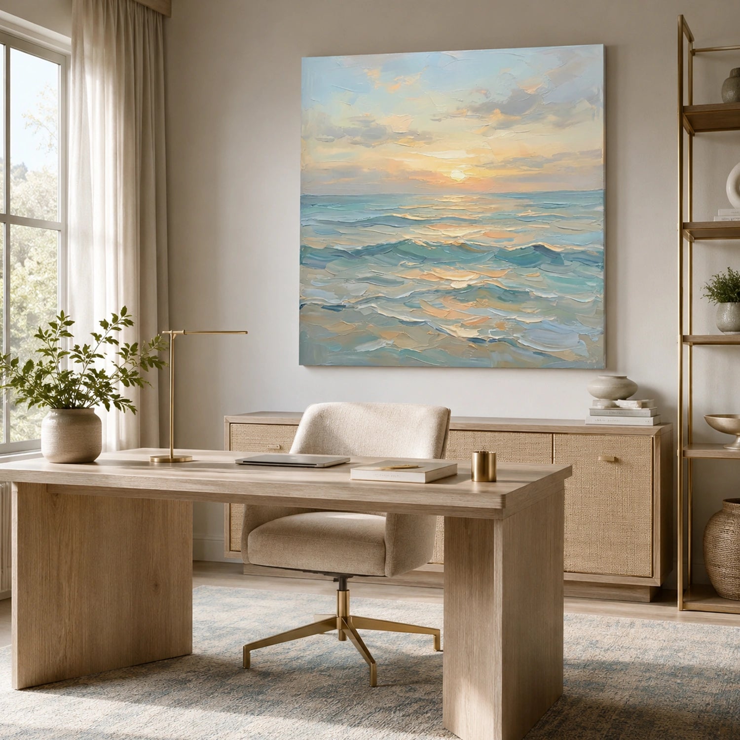 Ocean And Sky Abstract Textured Wall Art #OS174