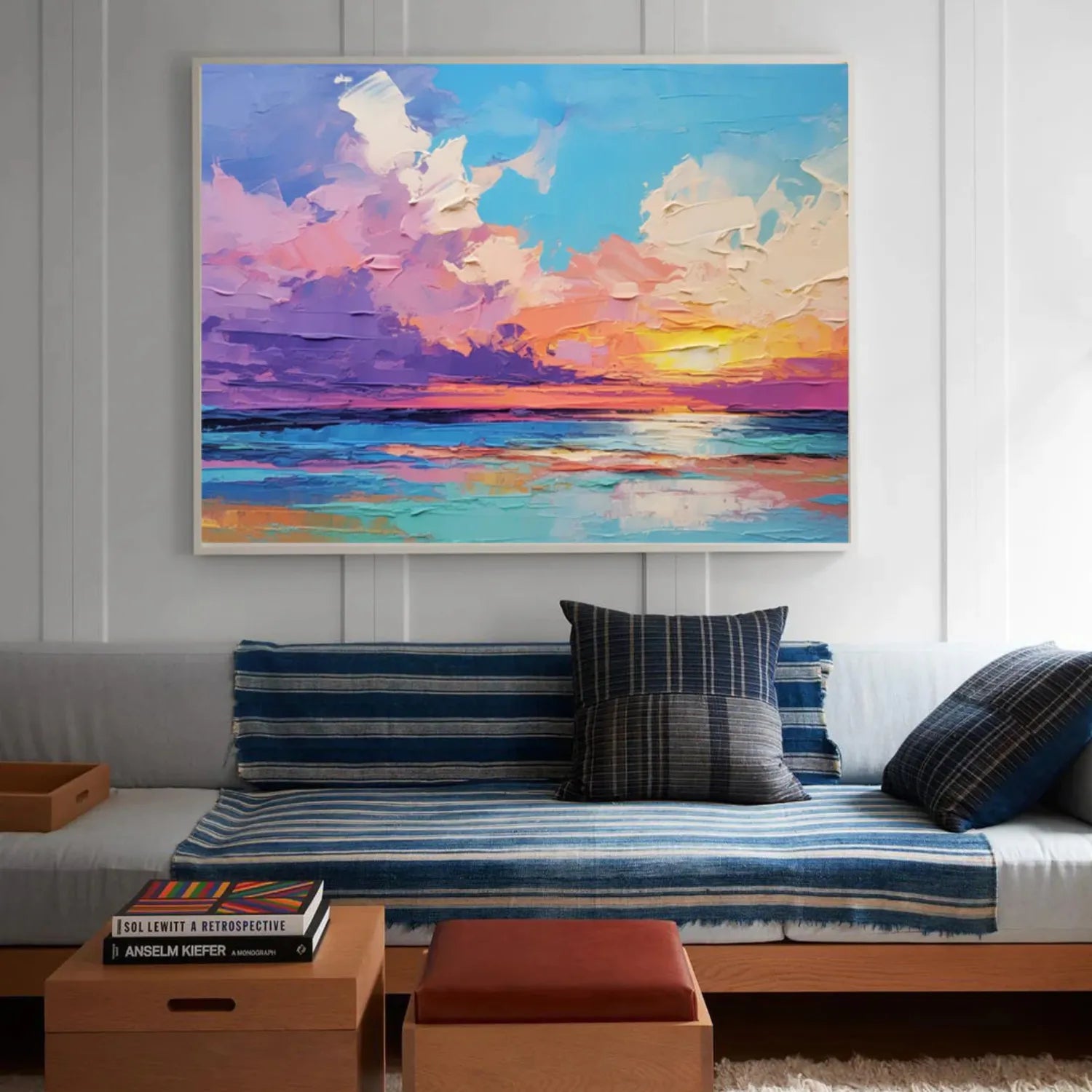 Colorful Ocean Textured Painting Canvas #OP008