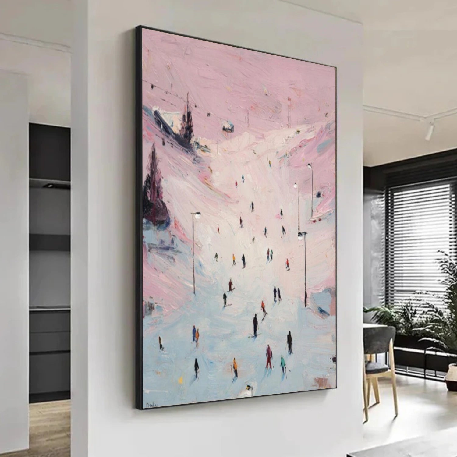 Skiing Sport Textured Wall Art #MS043