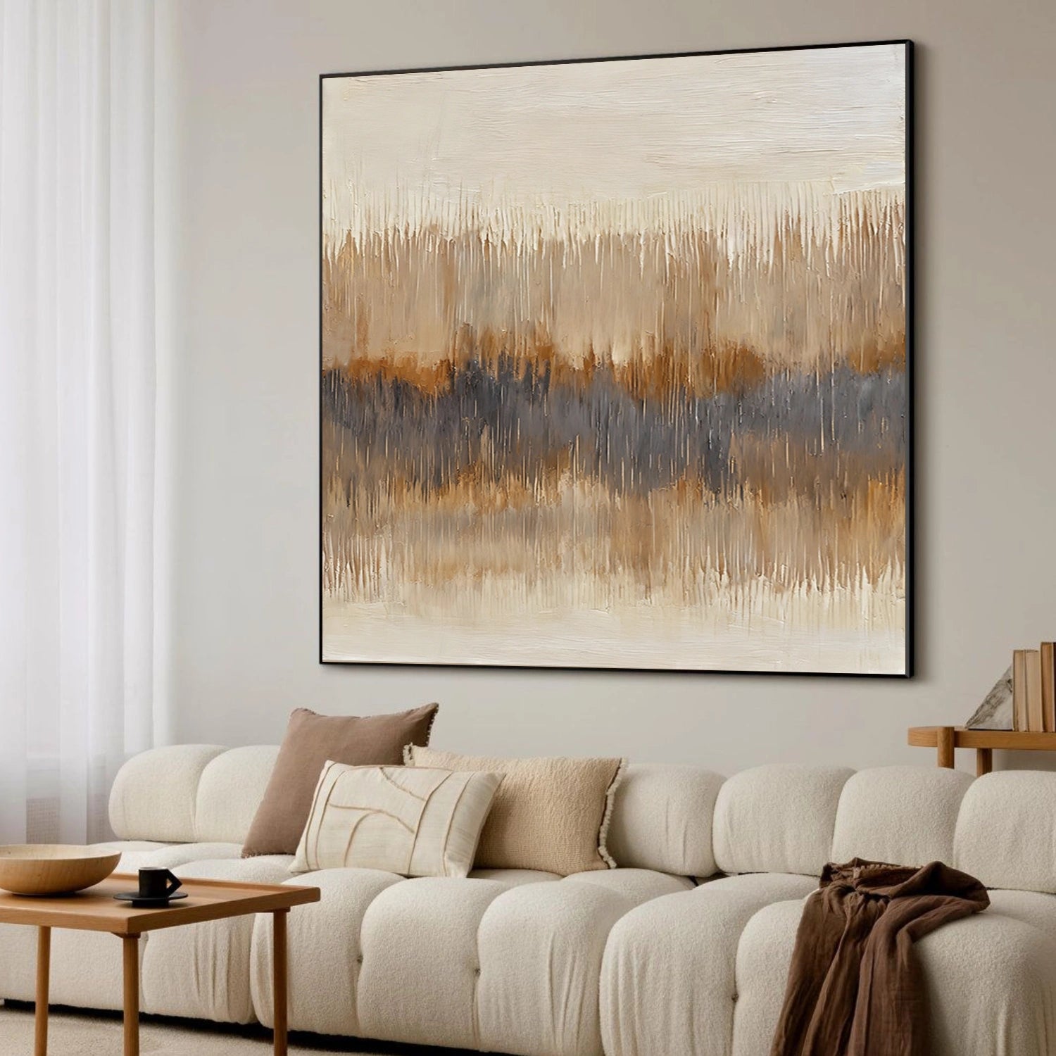 Beige and Brown Abstract Canvas Wall Art #AP314