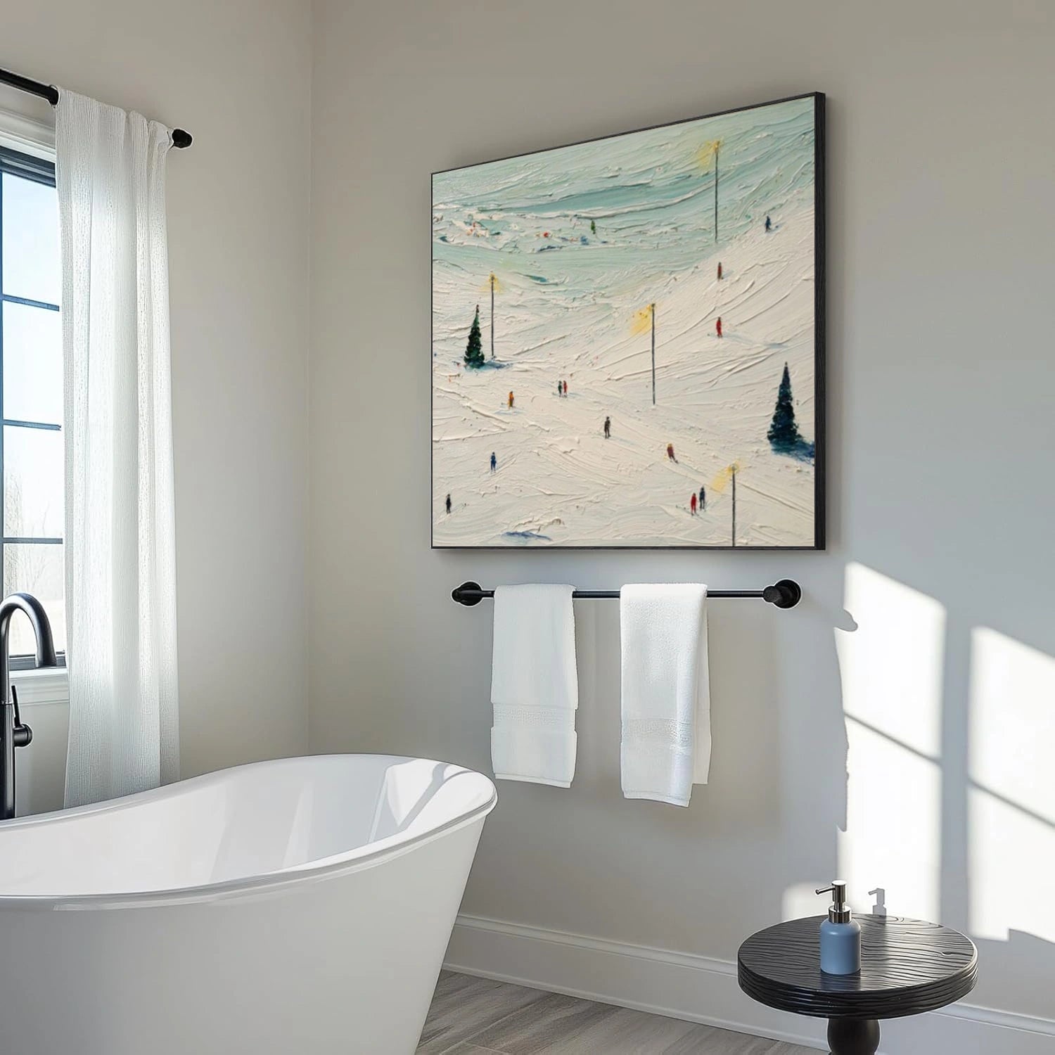 Skiing Sport Textured Wall Art #MS048